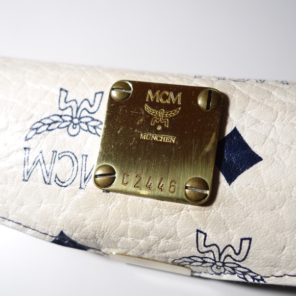 Vintage MCM White Monogram Visetos Coated Canvas Eyeglasses Case, Size Small main image 4